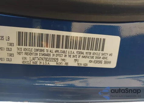 2009 Jeep Compass Sport from USA, damaged, VIN 1J4FT47A79D222929